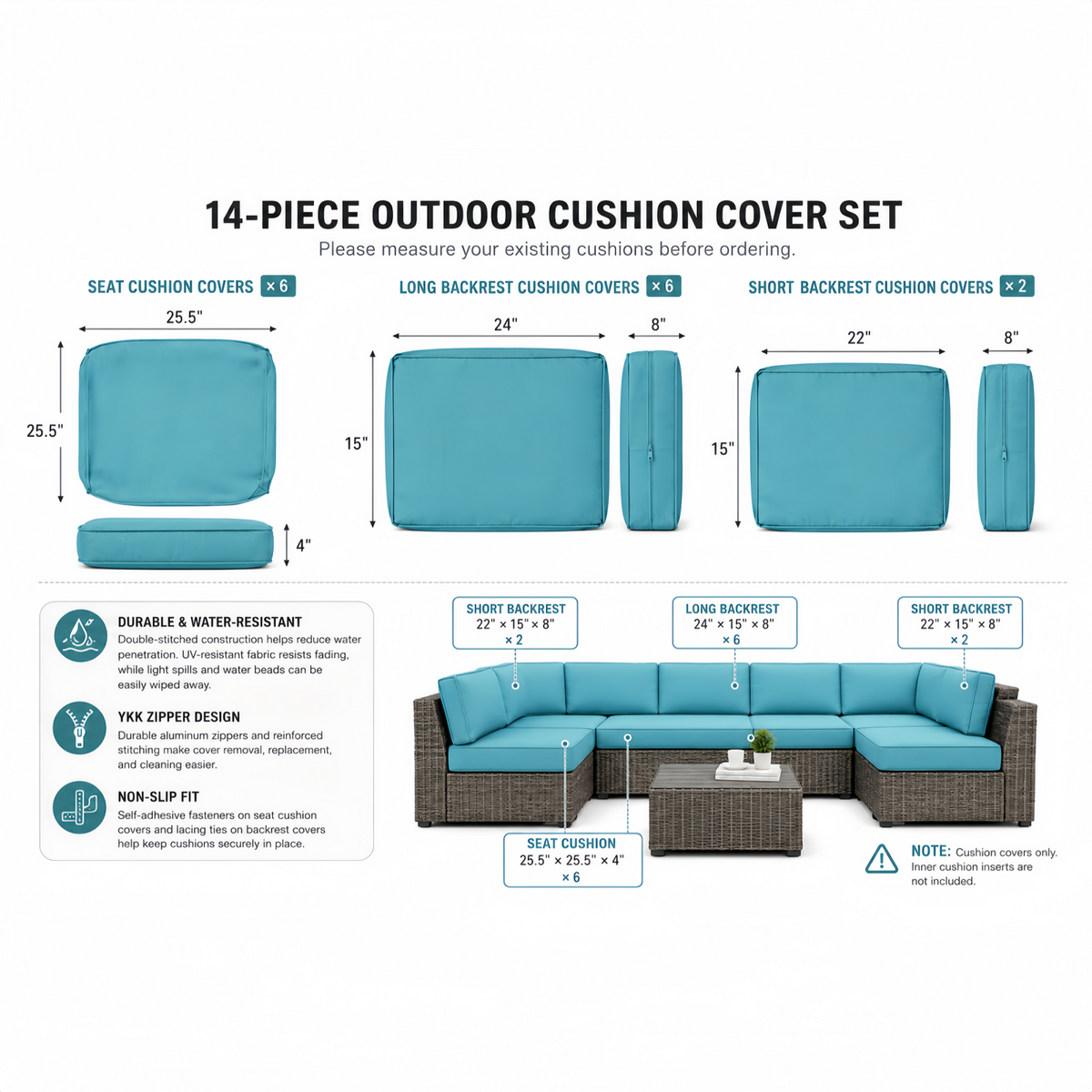  patio cushion covers set size